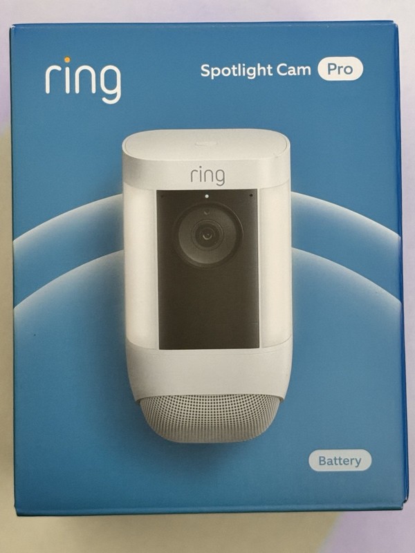 Ring Spotlight Cam Pro Battery 2K Wireless Wi‑Fi IP Surveillance Camera, White