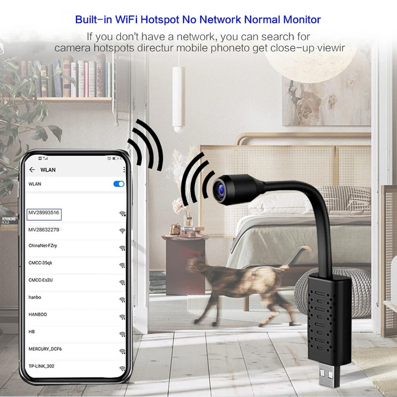 HD 1080P Mini Cam USB WiFi Camera PIR Motion Detection DVR Home Security Cam US gallery