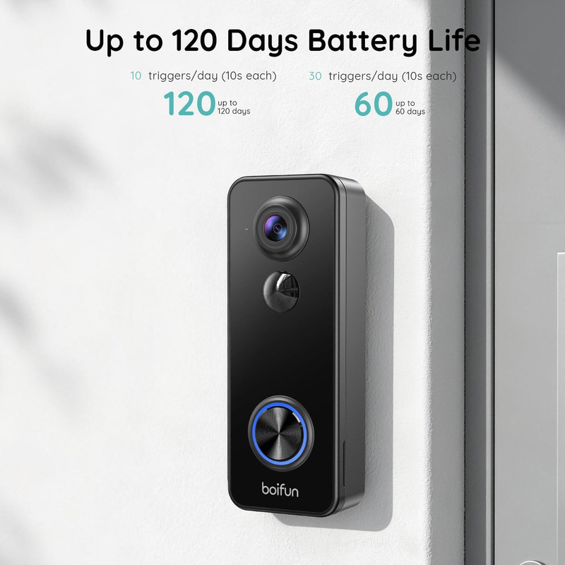 Video Doorbell Camera Wireless, 180° Wide View, 2K, No Subscription | AI Human D gallery