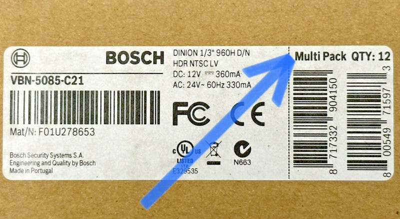 Lot of 120x Bosch VBN-5085-C21 AN 5000 960H Indoor WDR Box Analog Camera No Lens