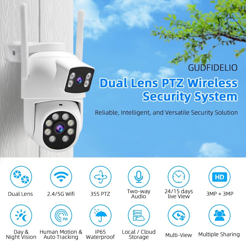Dual-Lens Security Camera Wireless Outdoor/Indoor for Home gallery