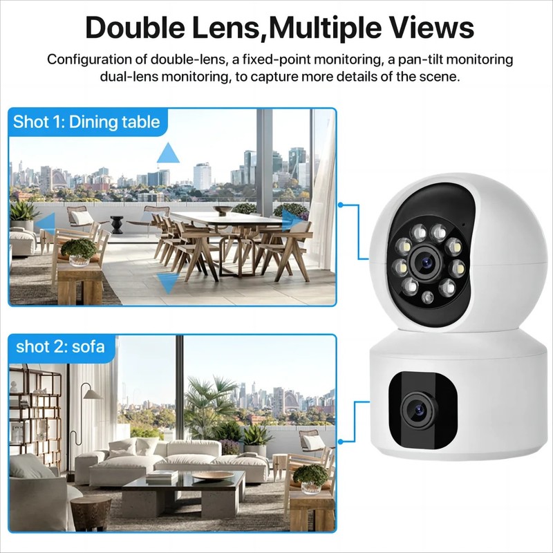 8MP WiFi IP Camera Dual Lens Monitor, Night Vision, Auto Tracking, Tuya App gallery