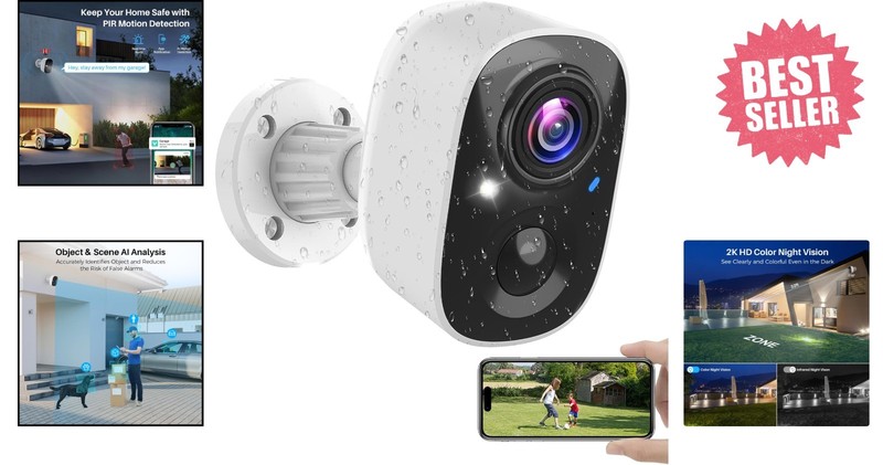 Wireless Indoor/Outdoor Security Camera - Enhanced AI Detection with Siren Alarm gallery