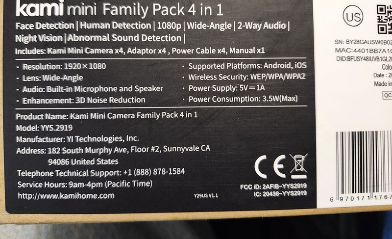 Kami - Mini Indoor Security Cameras Family Pack 3 in 1 Face detection 1080p gallery