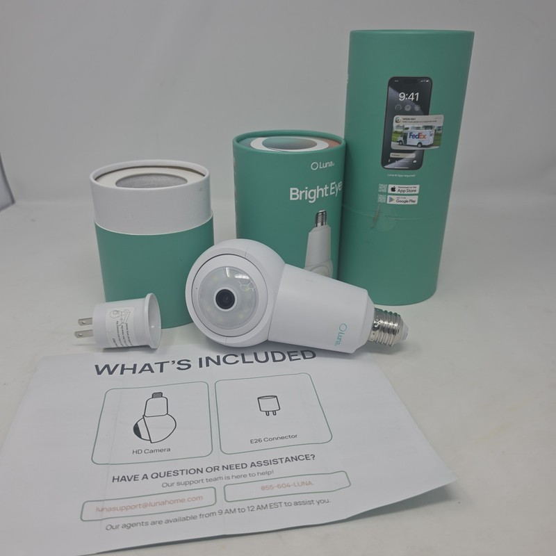 Luna Bright Eye HD Bulb Camera Wireless Night Vision Wi-Fi Lot Of 2 gallery