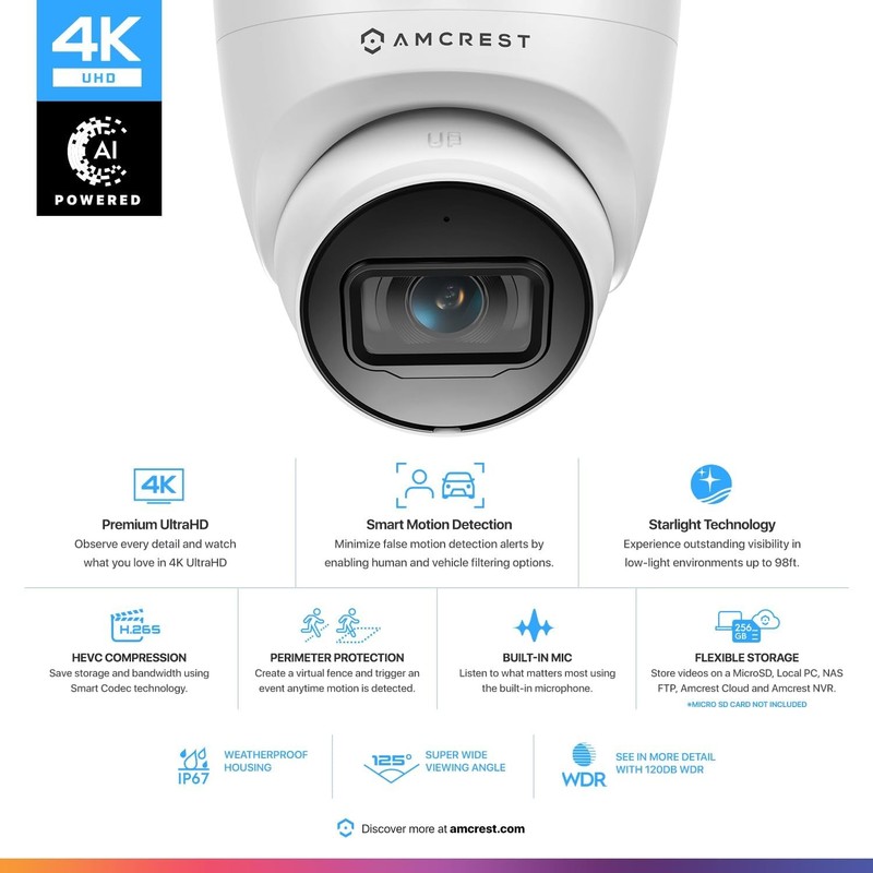 2 Pack Amcrest UltraHD 4K Outdoor Security IP Turret PoE gallery