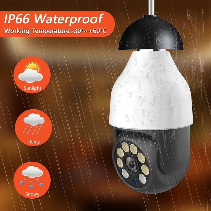 5G E27 Bulb Security Camera Motion Detection 5MP PTZ Surveillance Camera SD Card gallery