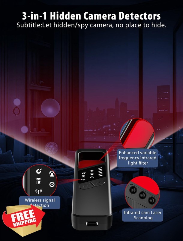 CountureMode Black 7-in-1 Hidden Camera Detector Bug GPS RF gallery
