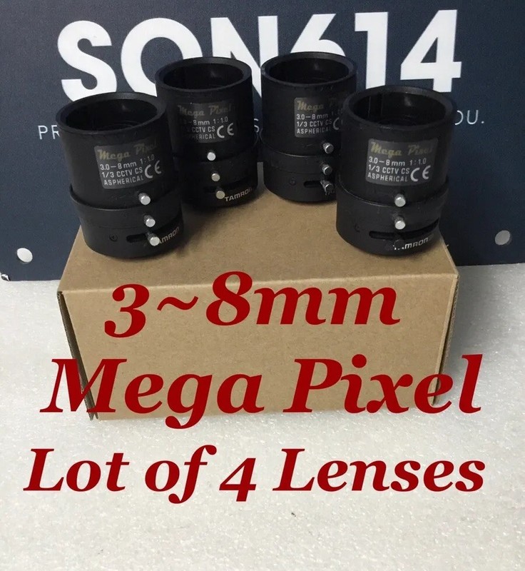 Lot 4 Security Camera Lenses Mega Pixel 3-8mm 1/3” F/1 Manual Zoom/Focus TESTED!