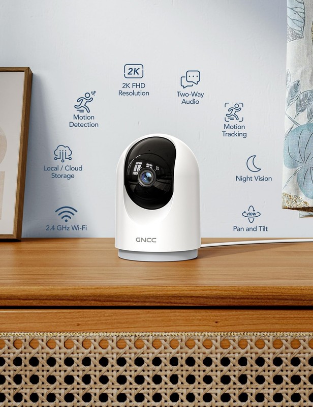 Indoor Security Camera, 2K Cameras for Home Security with Motion Detection, B... gallery