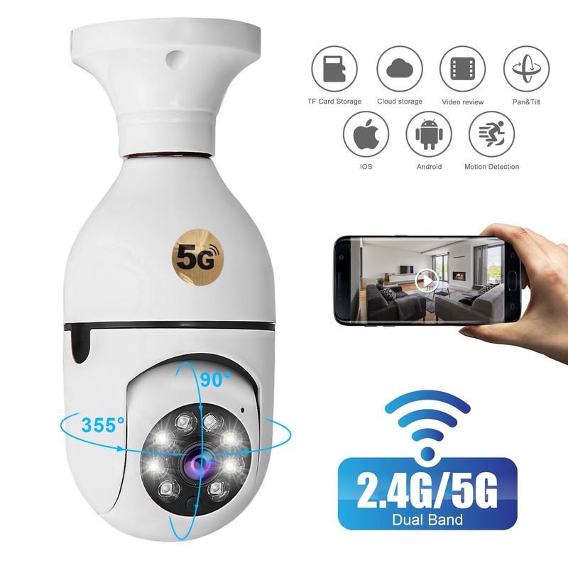 1080P IP E27 360° Light Bulb Camera Wi-Fi IR Night Smart Home Wireless Security gallery