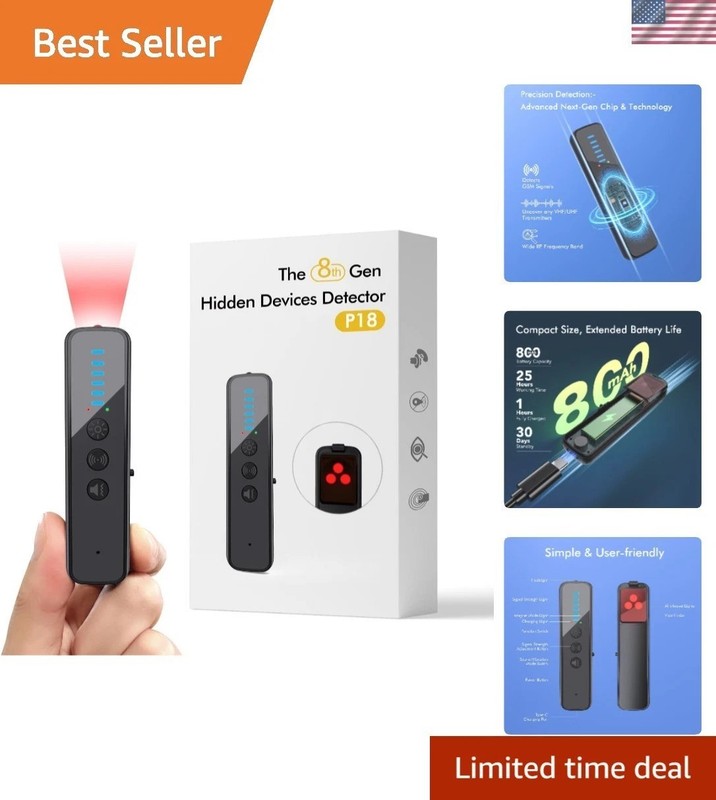 Upgraded Hidden Camera Detector – AI-Powered Anti-Spy Device, GPS Tracker & B…