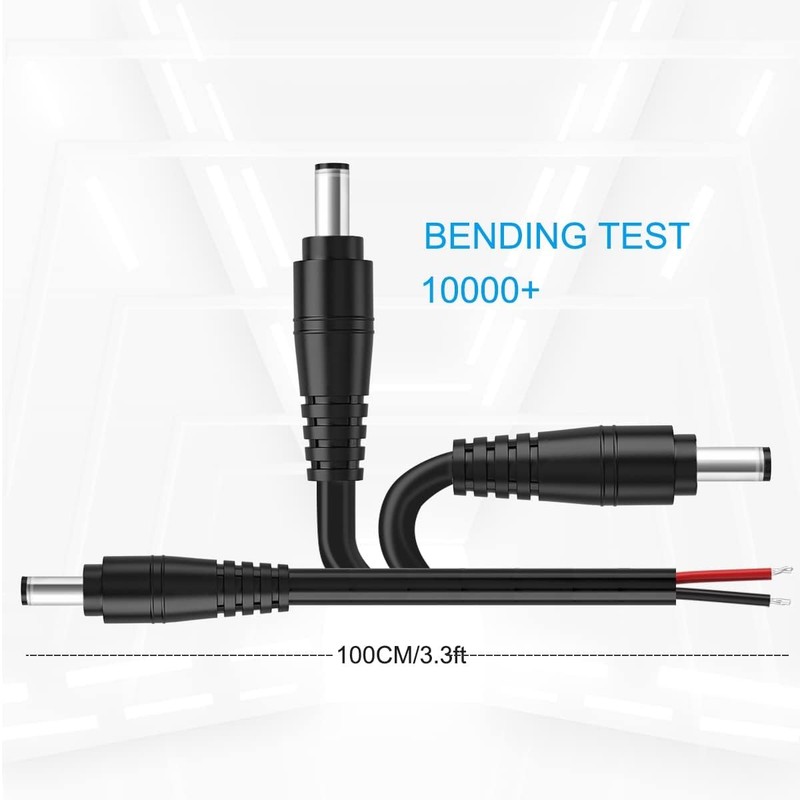 2Pack 16AWG DC Plug Connector Power Pigtails Cable,2.1mm x 5.5mm Male Black gallery
