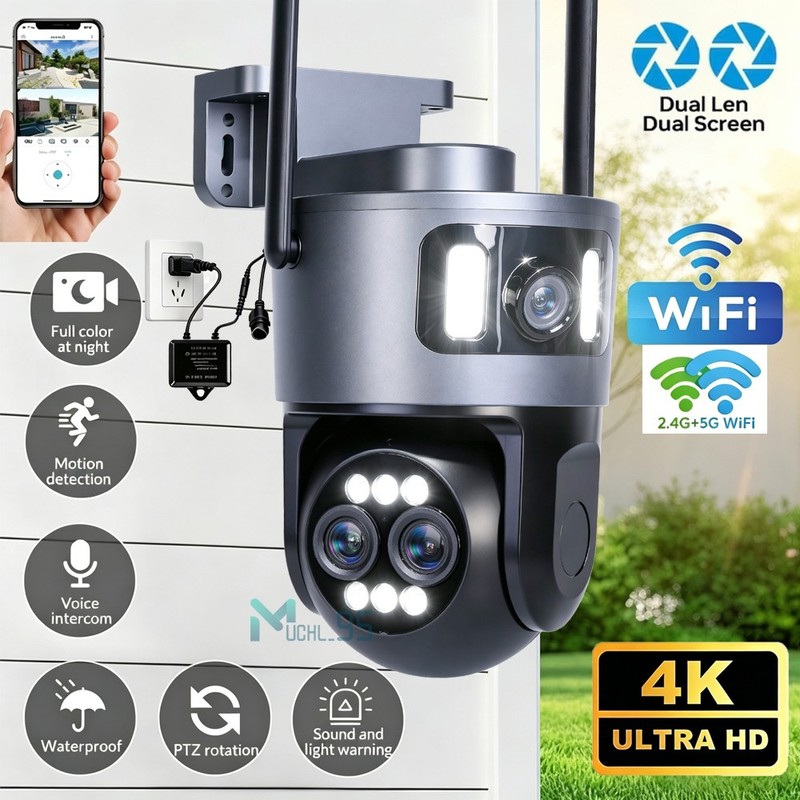8MP 4K WiFi Security Camera: Dual Lens, 10X Zoom Outdoor PTZ Home Cam* US STOCK