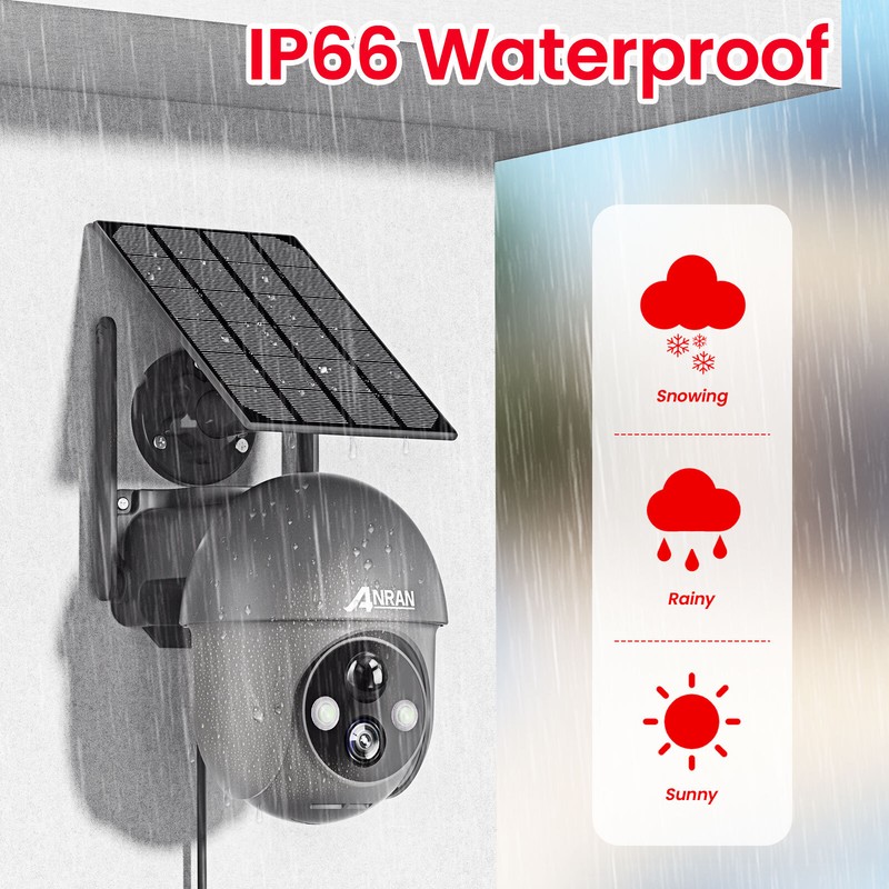 ANRAN Security Camera 3MP Solar Battery 360° PTZ Wireless Wifi CCTV Outdoor gallery