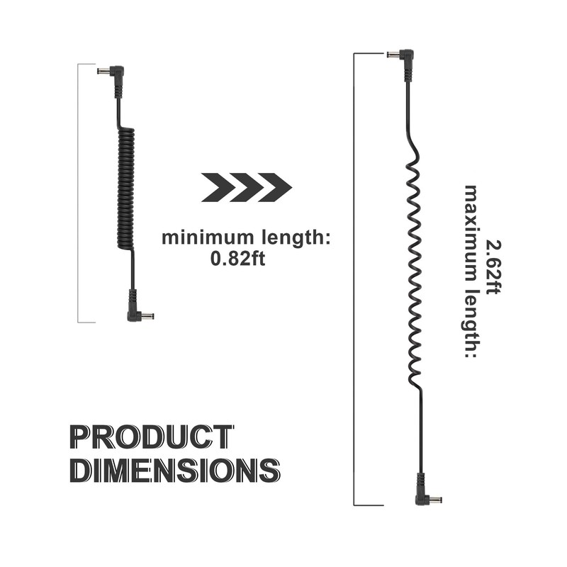 GINTOOYUN DC Power Extension Cable 5.5MM x 2.5MM 90 Degree Male to Black gallery