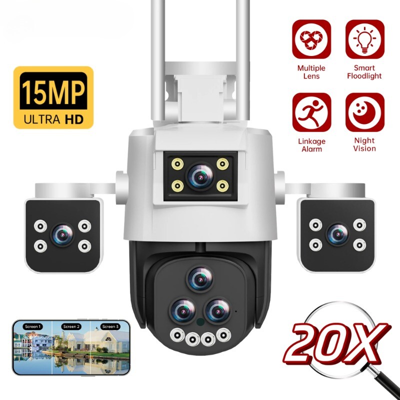 WiFi HD 15MP Outdoor Camera Waterproof Night Vision IP Camera Mobile Tracking
