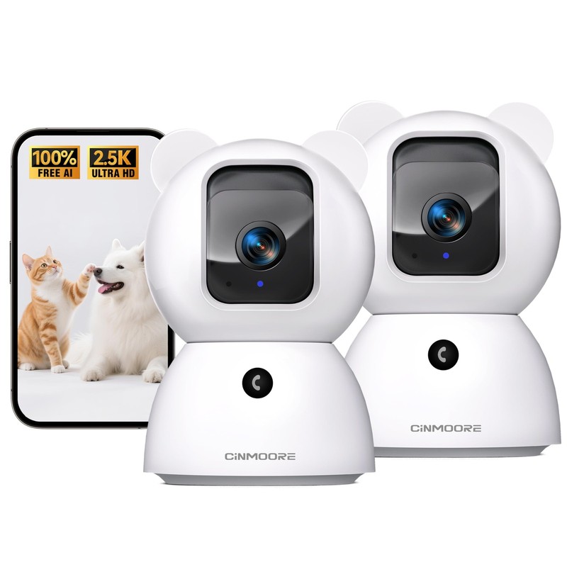 Camaras De Seguridad Interior 2.5K Con Deteccion De Personas Y Mascotas