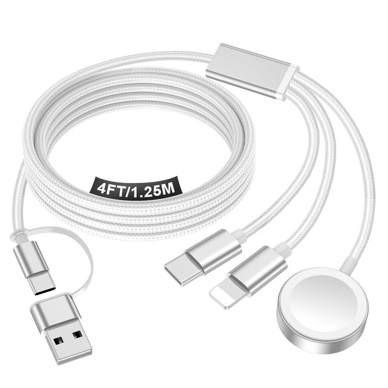 Travel Essentials for Apple Watch Charger,iPhone Charger,3 in 2 Type C/Lightn…
