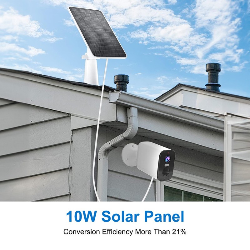 10W Solar Panel Charger for Security Camera Waterproof & Adjustable Wall Mount gallery