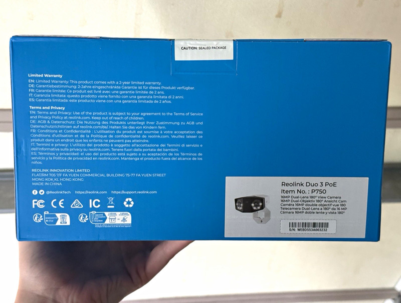 Reolink Duo 3 PoE 16MP Dual-Lens 180° View IP/Network Surveillance Camera P750