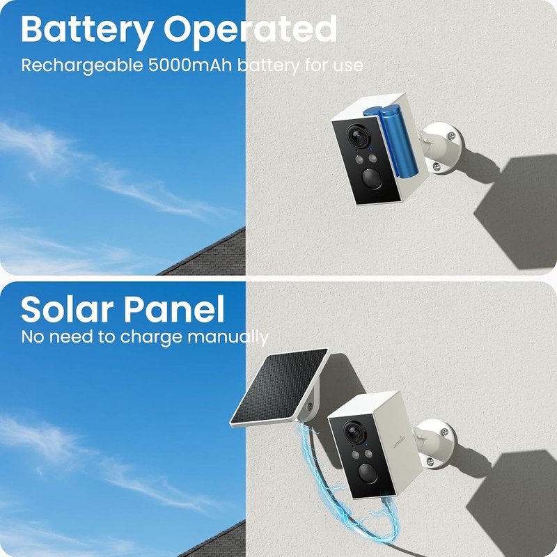 Solar Powered 2K Wireless Outdoor Security Cameras 2 Pack WiFi 6 System 2.4GHz gallery