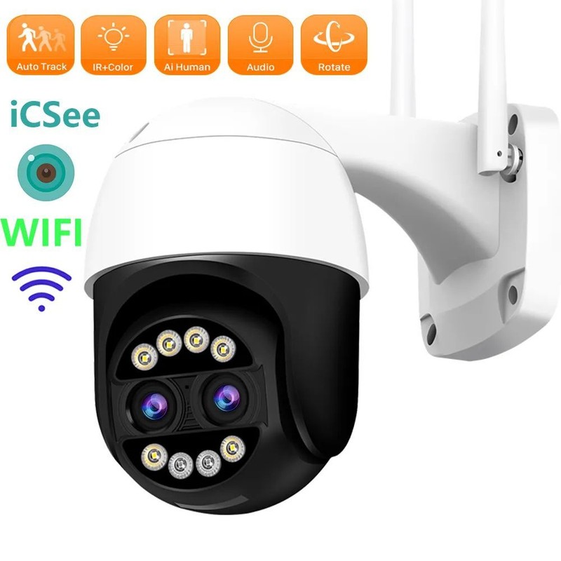 8MP 4K IP WiFi Camera Outdoor Dual Lens 8X Digital Zoom Video Security SmartCam