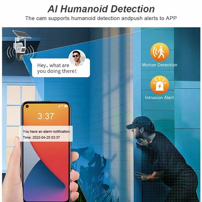 8MP Solar Camera WIFI Solar Panel Dual Lens Camera Home Security CCTV Video gallery