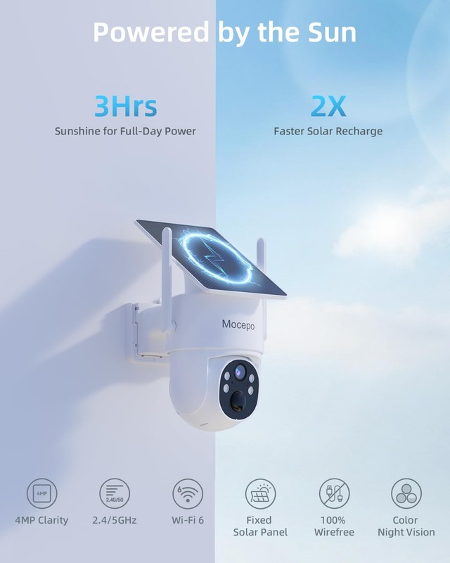 Solar Camera Outdoor Wireless 5G&2.4G, 4MP 360° PTZ Wireless Cameras for Home... gallery