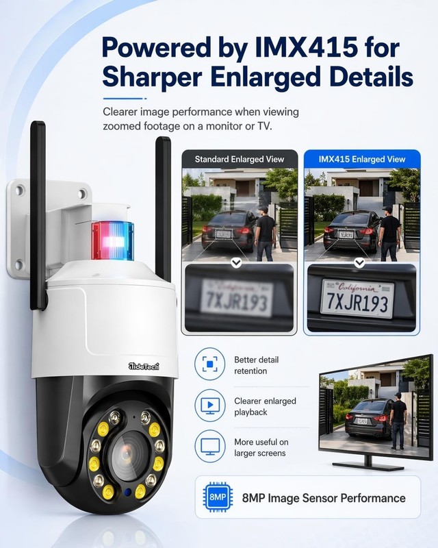 4K 8MP Security Camera Outdoor, 5X Optical Zoom, PTZ Camera WiFi 2.4/5GHz, Re... gallery