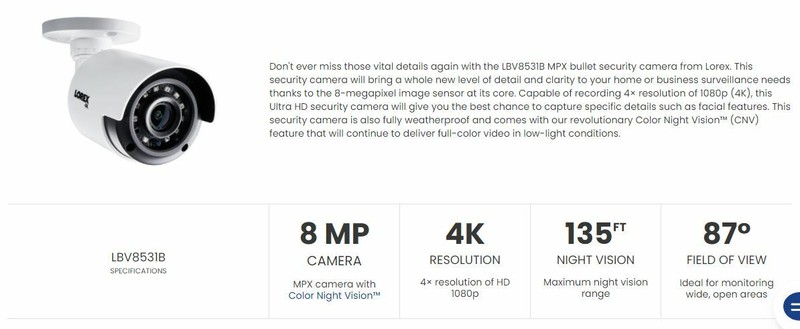 Lorex LBV8531-C Camera 4K MPX Bullet Camera w/ Cable gallery