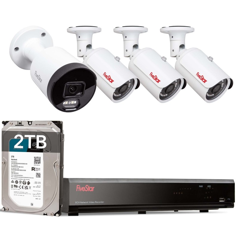 8CH NVR 5MP 4 Security Camera System Outdoor IP 2 Way Audio with 2TB HDD IP66