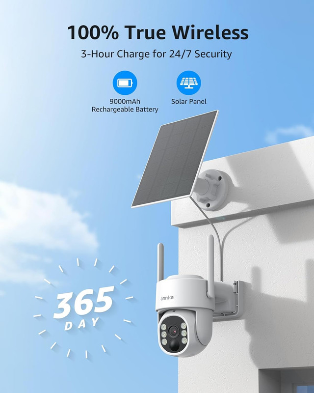 2.5K Solar Security Cameras Wireless Outdoor, 2 Pack 360° View Pan/Tilt Dome Cam gallery