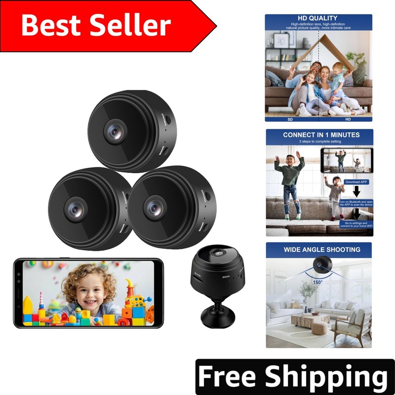 720P HD 3-Pack Mini Security Cameras – Wireless Baby & Pet Monitoring Solutions