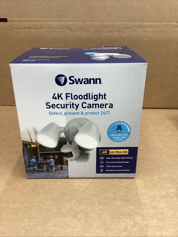 Swann Outdoor Floodlight 4K Security Camera Local Storage & Night Vision