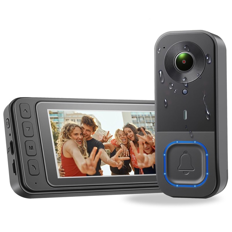 4.3″ Video Doorbell Camera with Monitor 2-Way Audio, Night Vision, IP68 Water…