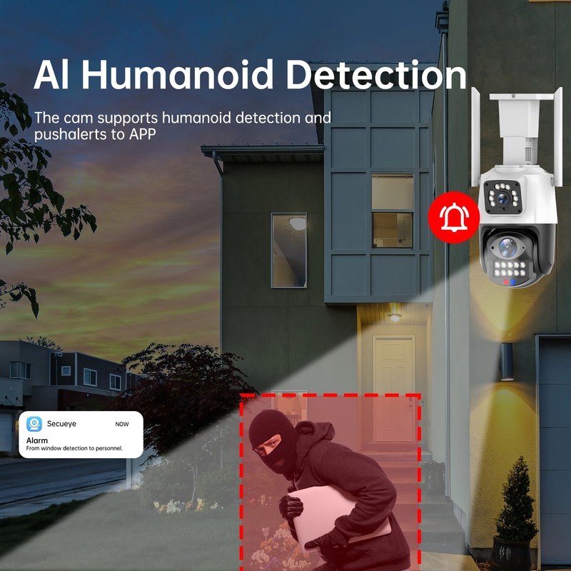 6MP 3K 4G Sim Camera Dual Lens Wifi PTZ Outdoor Ai Human Detection Camera CCTV gallery