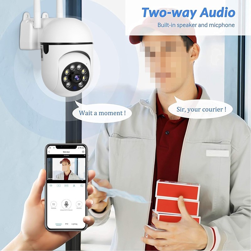 Outdoor 360° Panoramic Camera 1MP HD 5G Dual-Band WiFi Security Cam Night Vision gallery