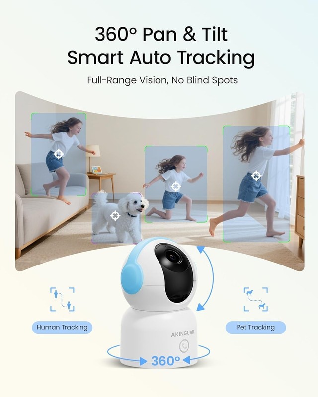 4K Indoor Security Camera, 360°PT Pet/Dog/Baby Camera with Phone App, 2.4G/5G... gallery
