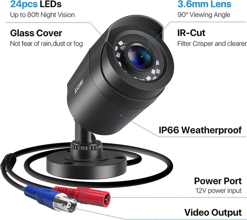 ZOSI HD 1080P HD-TVI CCTV Security Cameras Day Night Waterproof Camera System gallery