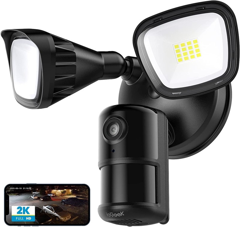 ieGeek Outdoor 2K Security Camera Home Wired Flood Light Camera Work with Alexa