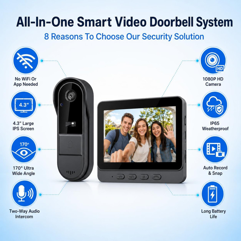 Wireless Doorbell Camera No Subscription No Wifi/App Needed for Home/Apartment/S gallery