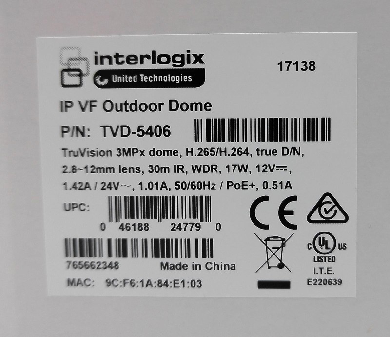 NEW INTERLOGIX TRUVISION TVD-5406 3MPx IP VF OUTDOOR DOME CAMERA gallery