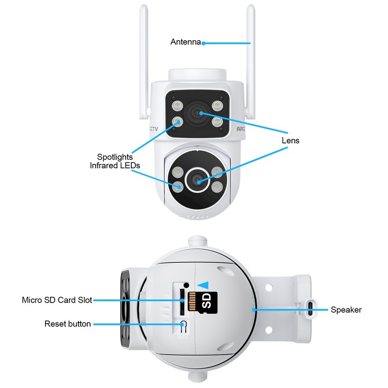 ARCCTV 8MP Dual Lens In/Outdoor Security Camera 5G WiFi Outdoor 360°PTZ CCTV Cam gallery