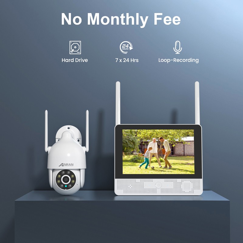 ANRAN 5MP 8CH 12'' Monitor Security Camera System Outdoor Wireless Audio 2TB HDD gallery