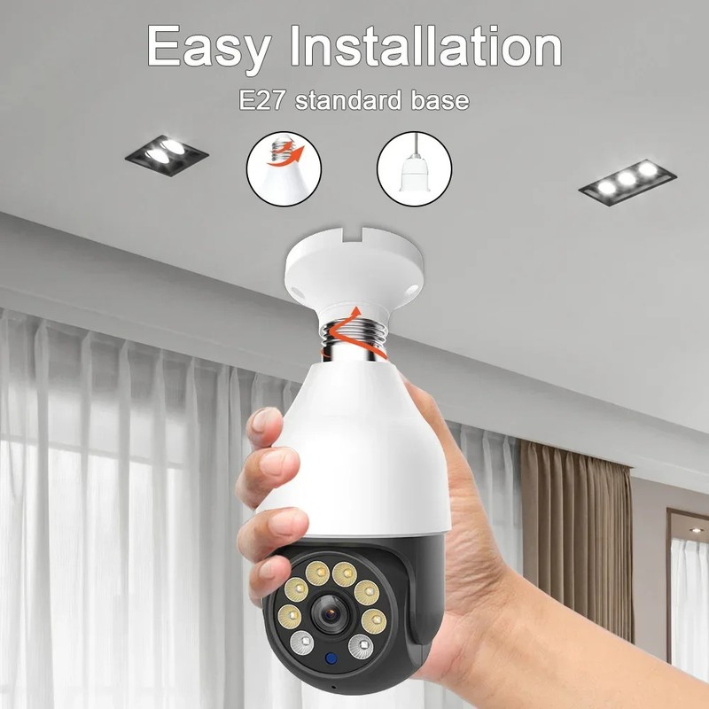 5G E27 Bulb Security Camera Motion Detection 5MP PTZ Surveillance Camera SD Card gallery