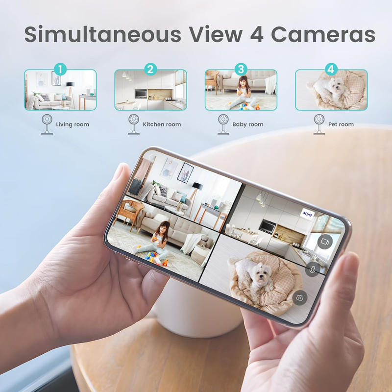 Indoor Cameras for Home Security with Night Vision, Pet Camera with Phone App, W gallery