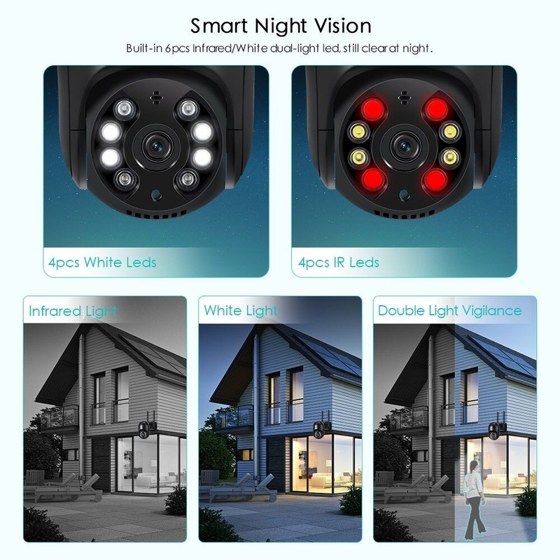 4K 8MP Ultra HD PTZ WiFi IP Camera AI Human Detection H.265 1080P HD Audio Cam gallery