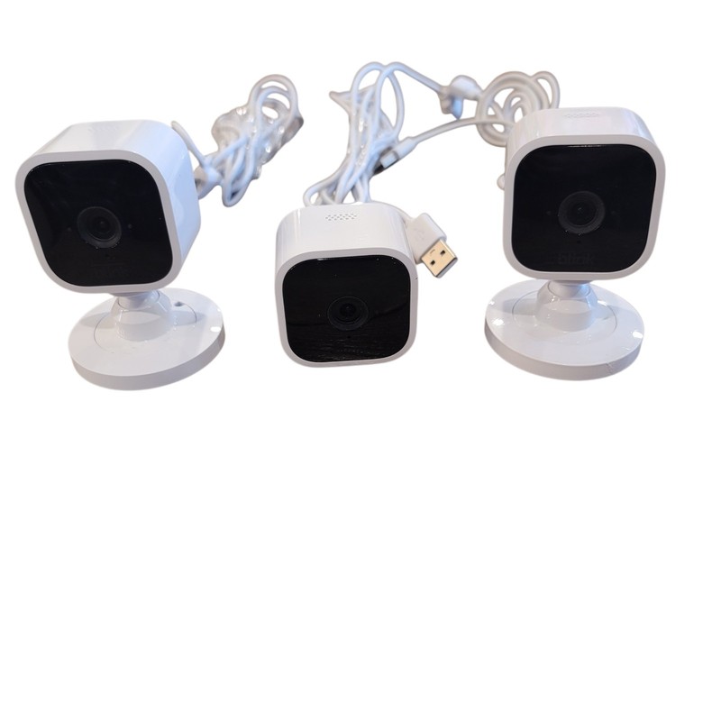 Blink Indoor Home Security Cameras 3 Pack Wi-Fi USB White Alexa Compatible