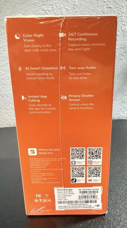 SensForge Pan-Tilt Indoor Camera BNIB Black Ai Detection gallery